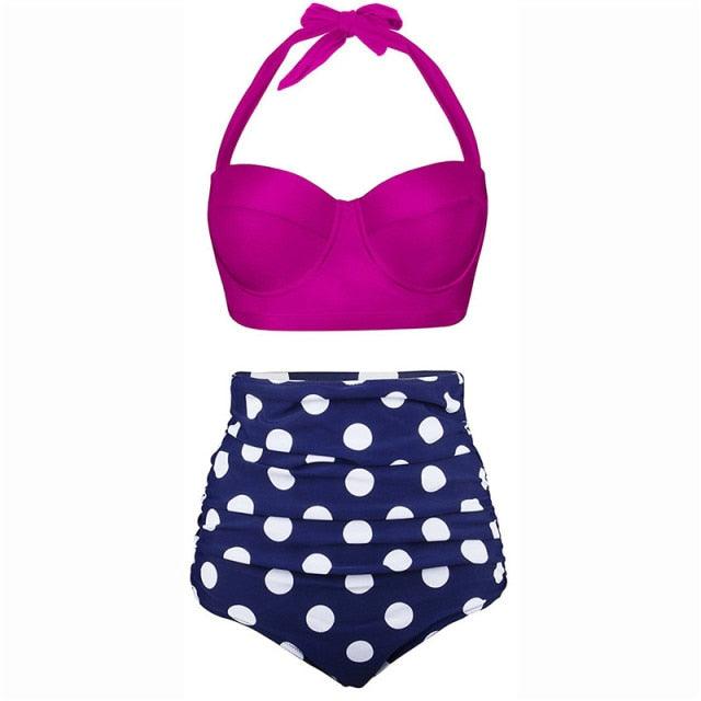 Vintage Polka Dot Push-Up High Waist Bikini
