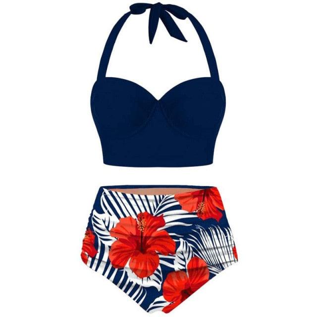 Vintage Polka Dot Push-Up High Waist Bikini