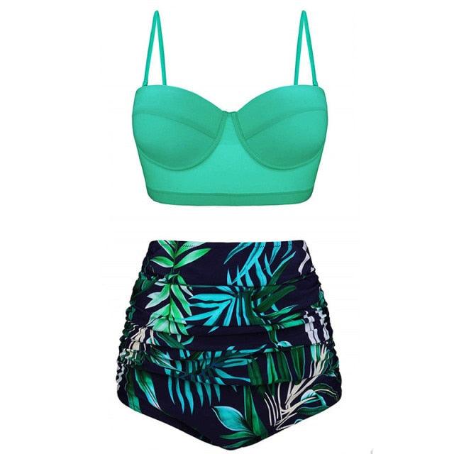 Vintage Polka Dot Push-Up High Waist Bikini