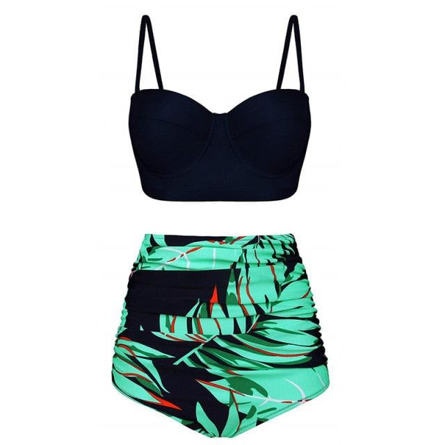 Vintage Polka Dot Push-Up High Waist Bikini