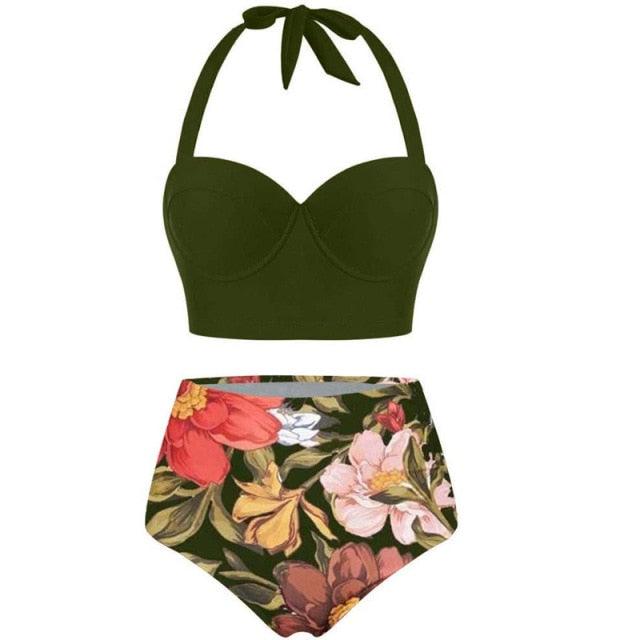Vintage Polka Dot Push-Up High Waist Bikini