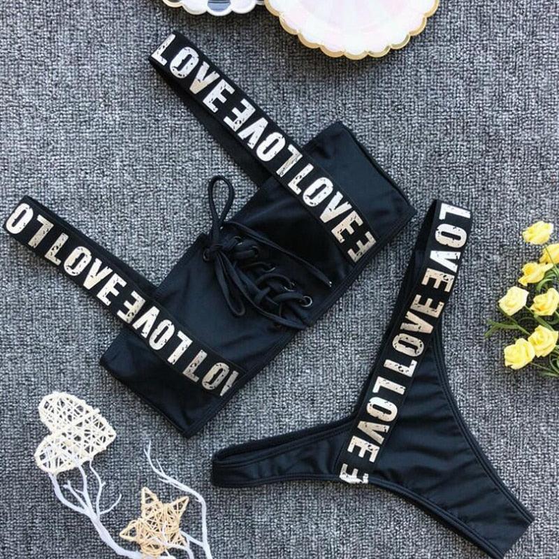 LOVE Tape Bikini Set