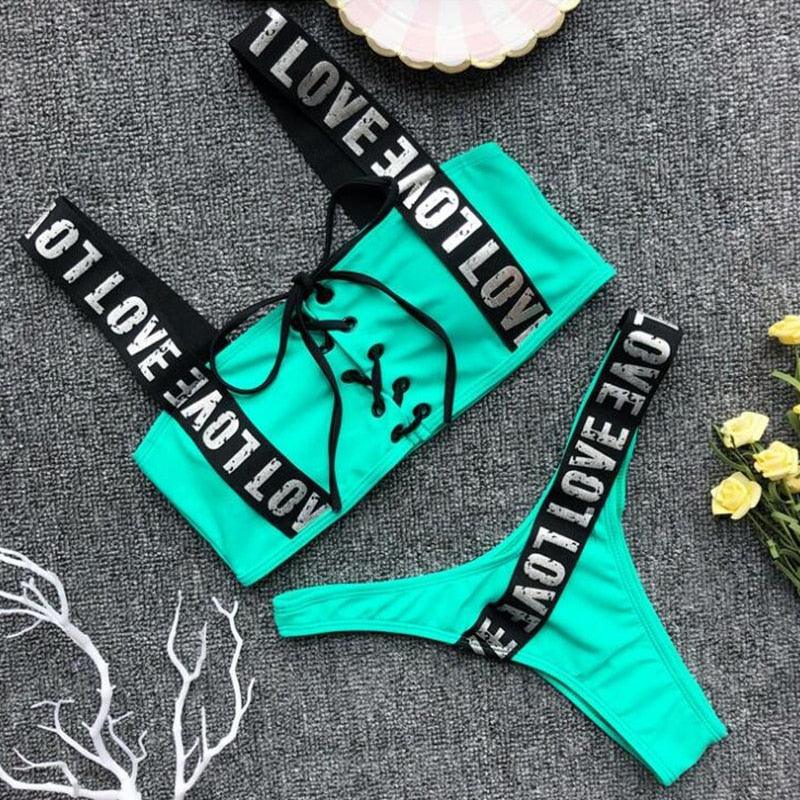 LOVE Tape Bikini Set