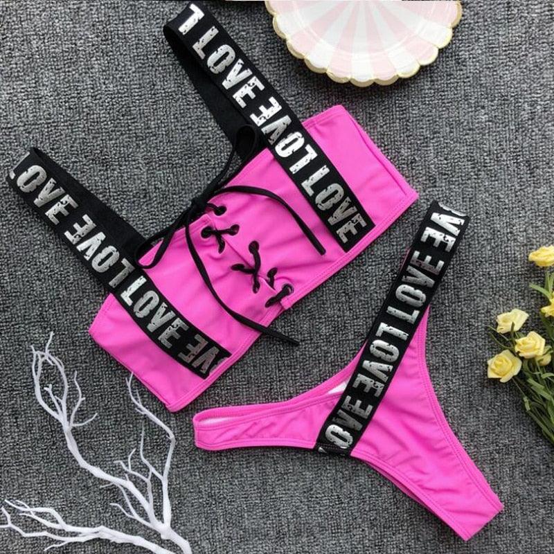 LOVE Tape Bikini Set